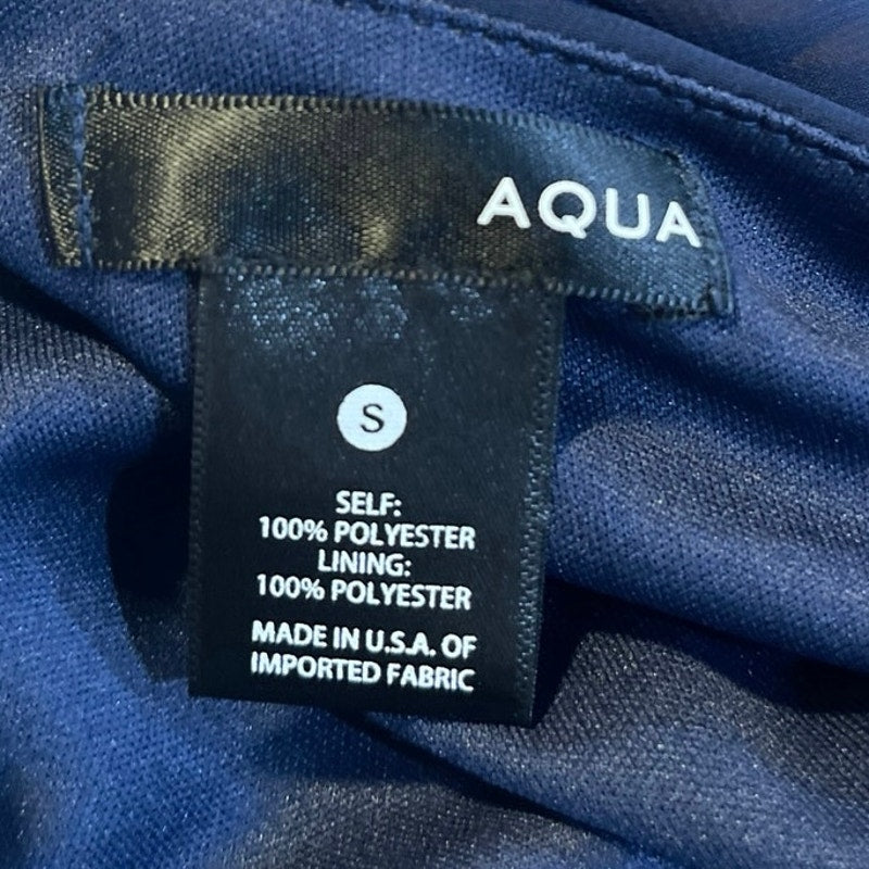 AQUA Navy Blue Chiffon Halter Tank Short Dress SZ S Flowy Flirty Party Cocktails