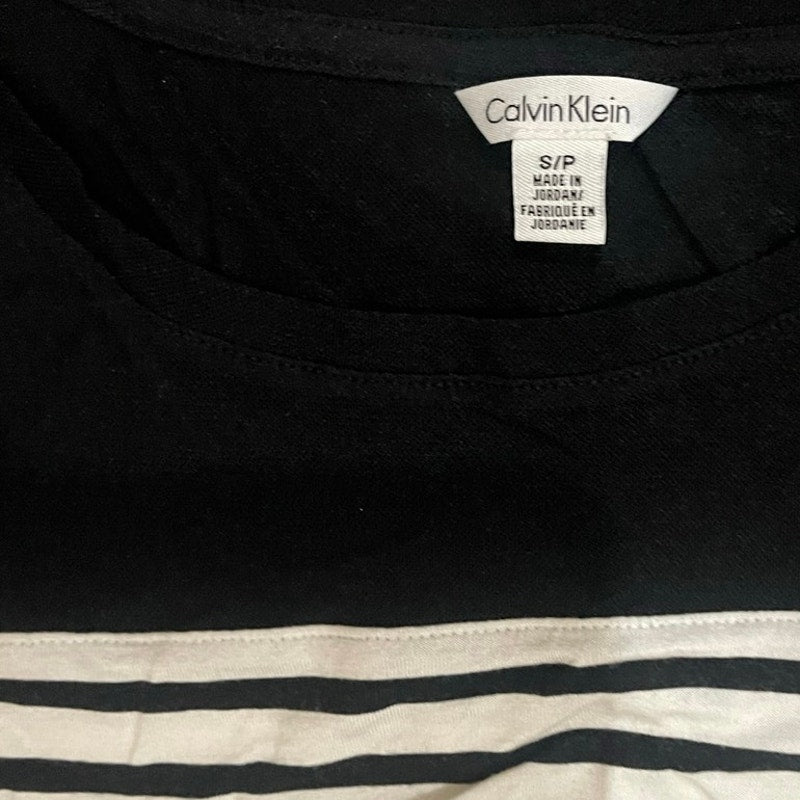 Calvin Klein Top Blouse Sheer Black and White