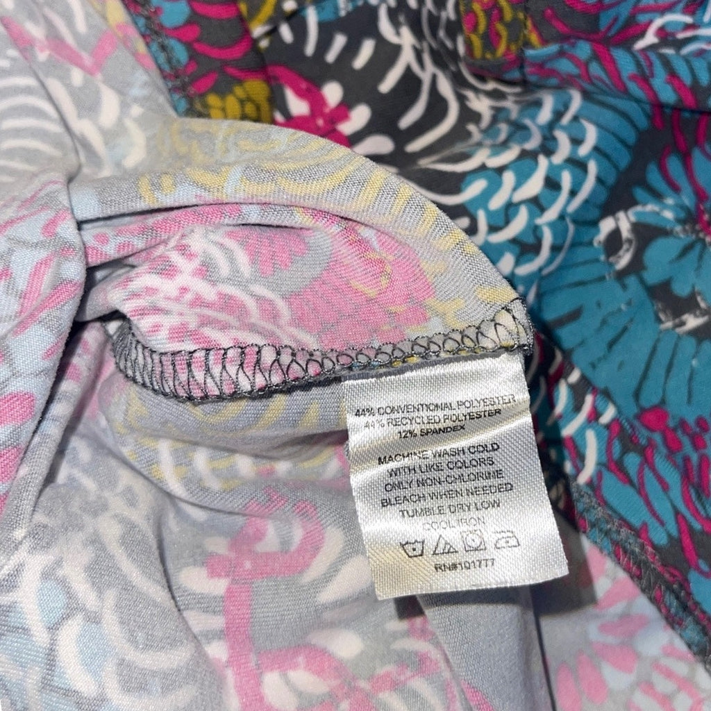 Soybu Dress Abstract Floral Print Long Sleeve Stretch Artsy multicolor size Large