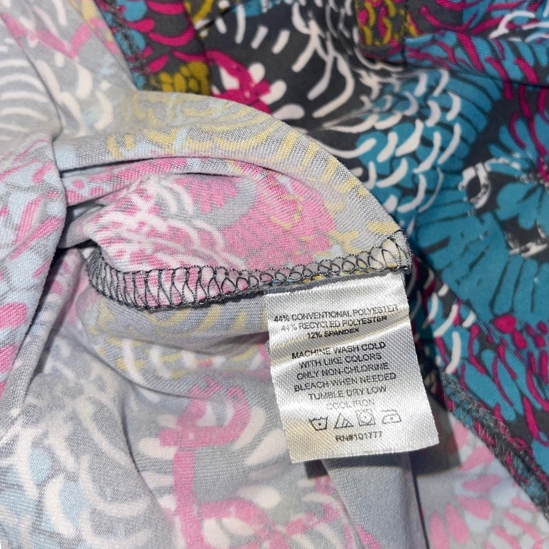 Soybu Dress Abstract Floral Print Long Sleeve Stretch Artsy multicolor size Large