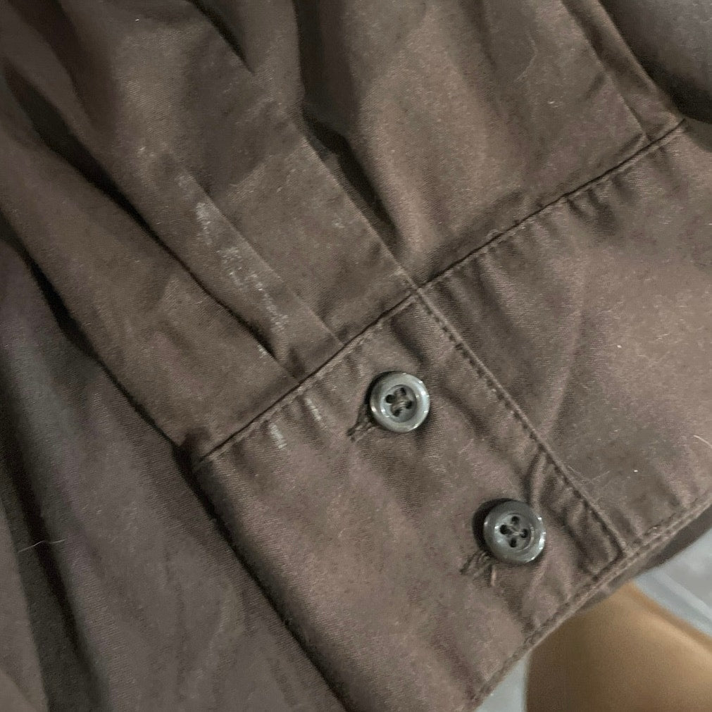 Covington Brown Long Sleeve Button Down Ruched Shirt SZ XL Y2K Casual Streetwear