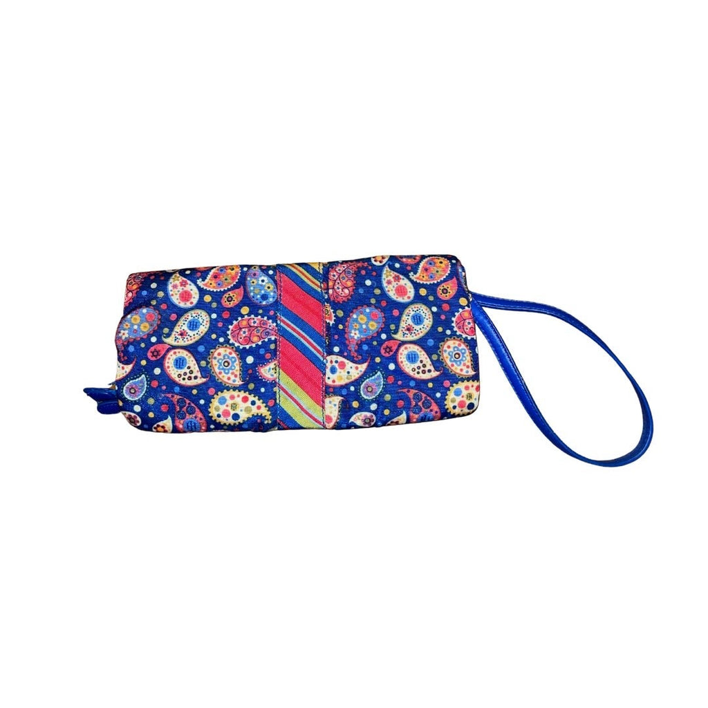 Tommy Hilfiger Double D Ring Clutch Purse Wristlet Strap Paisley Print Chic