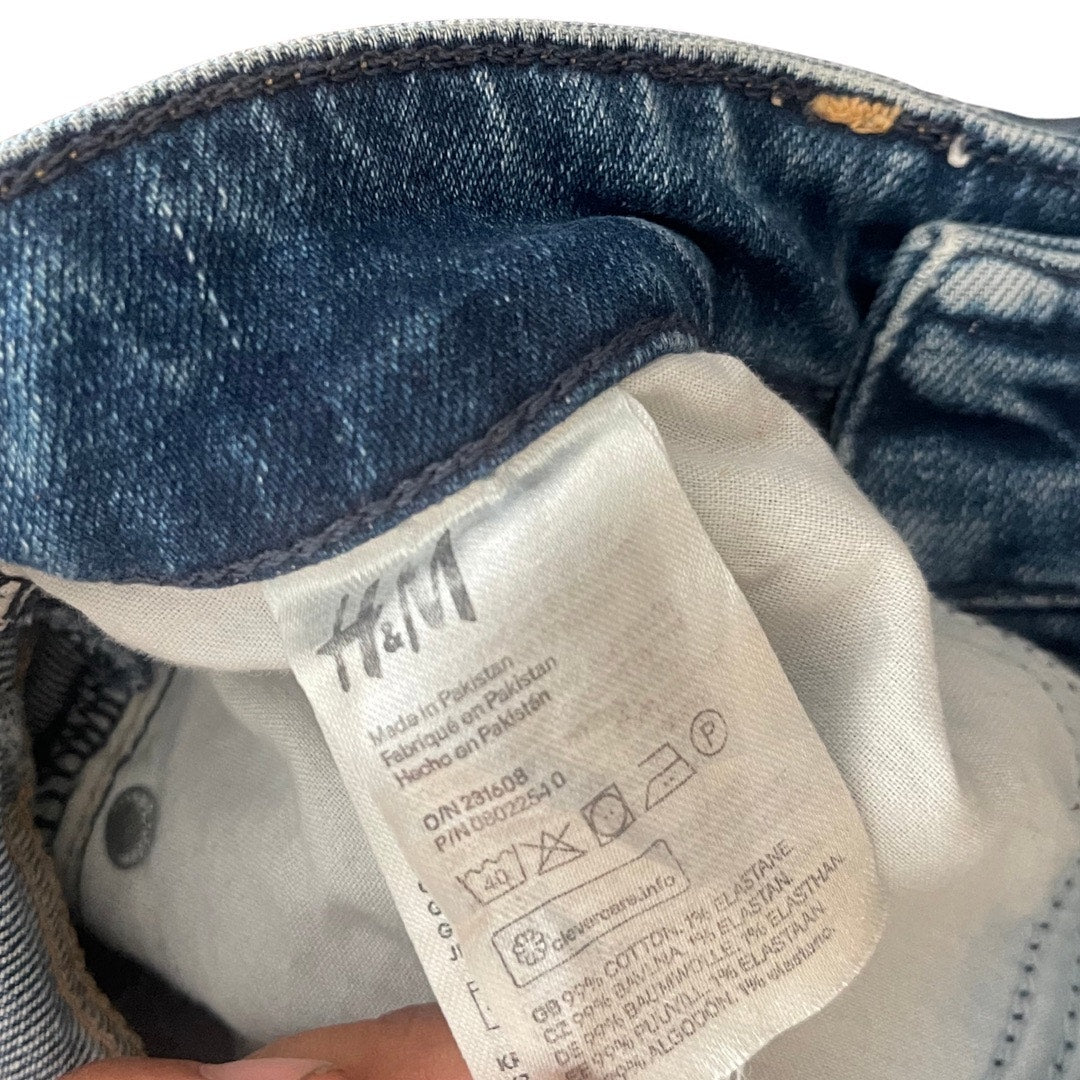 H&M Mom Jeans High Waist Denim Straight Leg Size 4 Blue Wash Casual