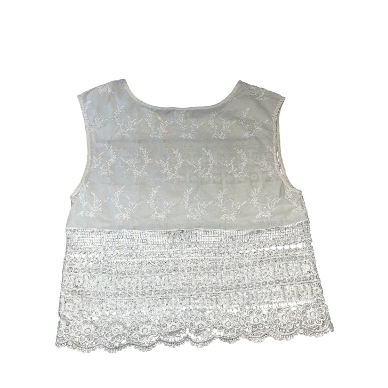 Hinge See Through Floral Embroidered crochet lace top blouse summer size small