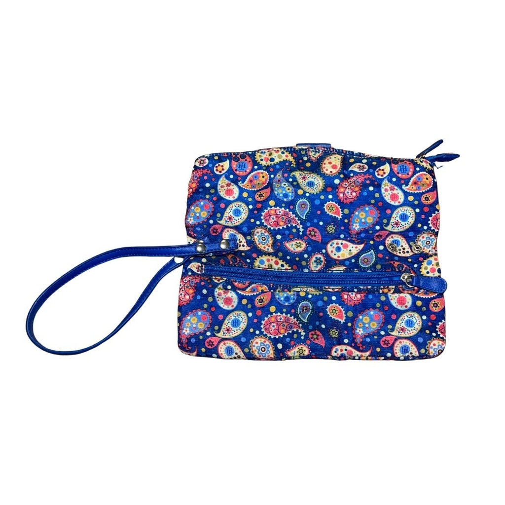 Tommy Hilfiger Double D Ring Clutch Purse Wristlet Strap Paisley Print Chic