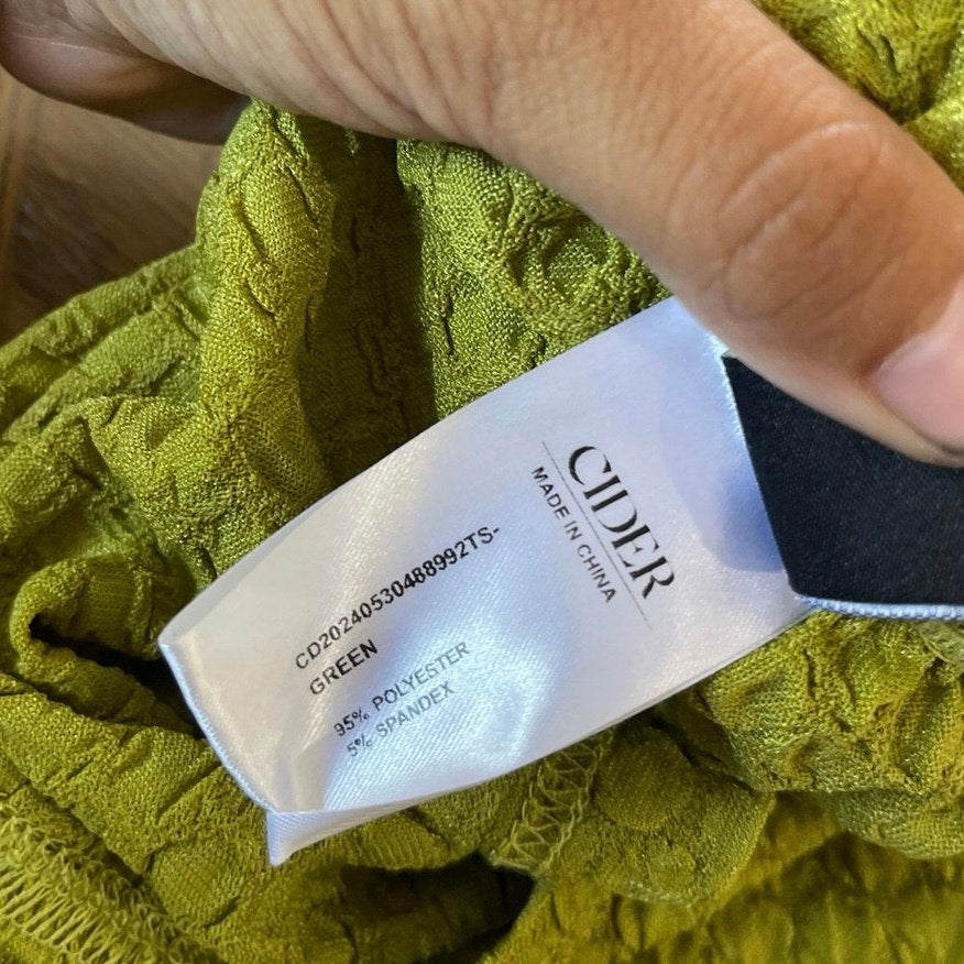 Cider Chartreuse Texture Halter Ruching Top Size M Flirty Beach Festival Y2K