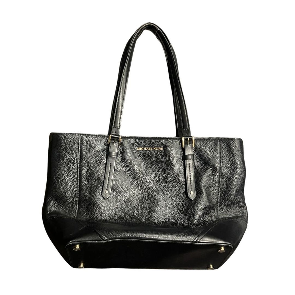 Michael Kors Aria Large Tote Black Pebbled Leather Bag Minimalist Classic