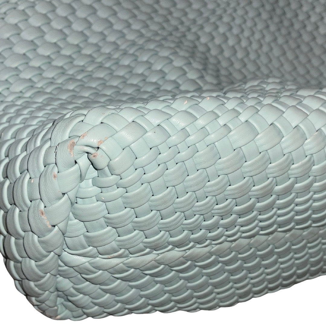 Rachel Zoe Aqua Woven Blue Hobo Shoulder Bag with matching pouch vegan leather