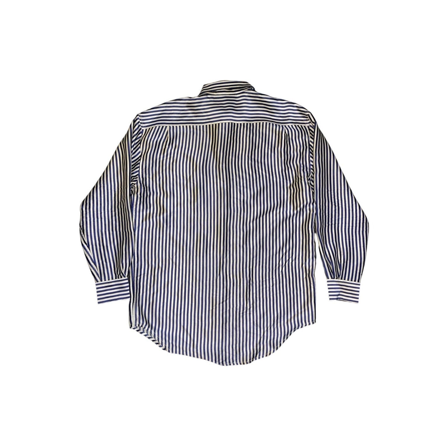Tracy M Button Up Long Sleeve Striped Blouse 100% Silk Size M