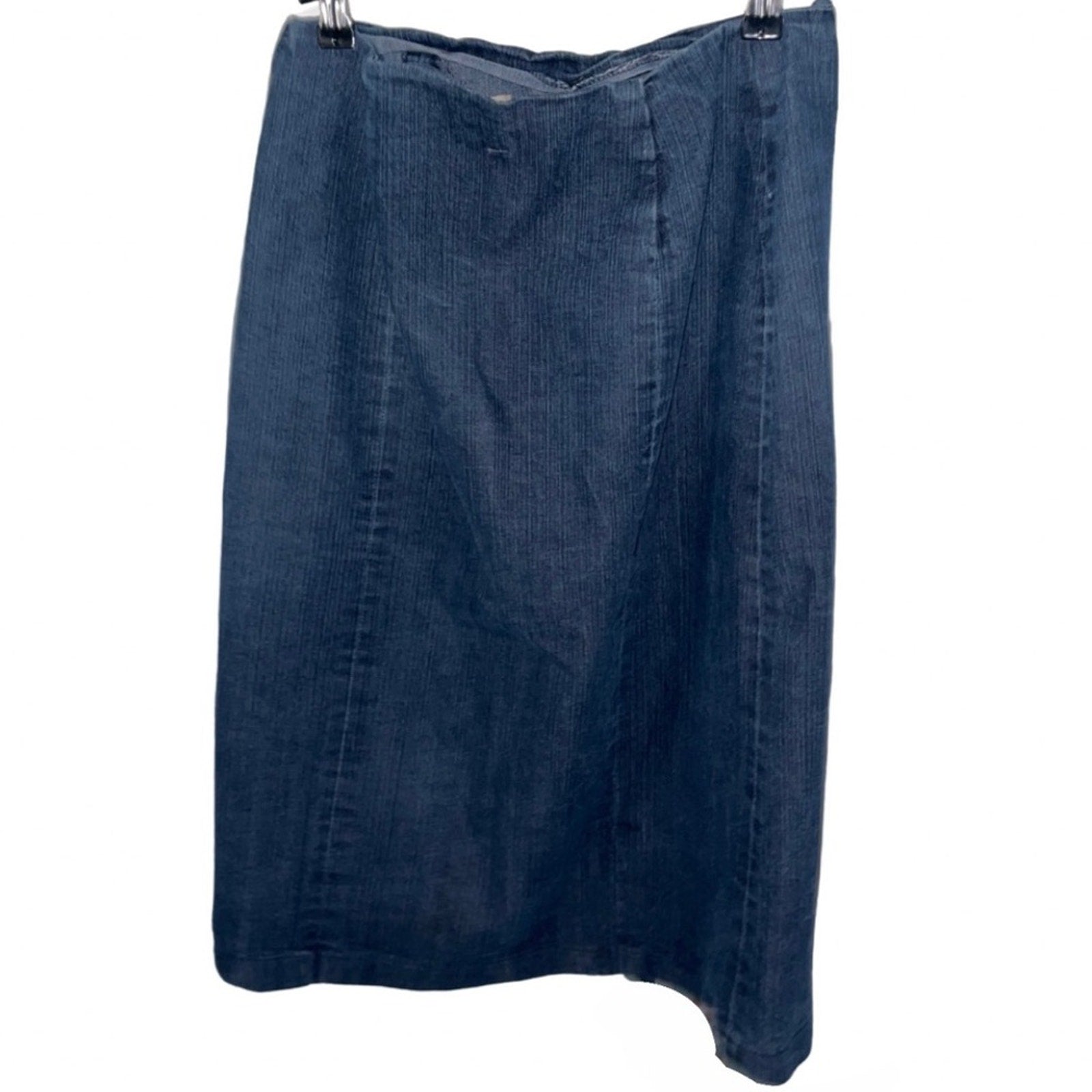 Vintage Fredericks of Hollywood Denim knee length skirt slits