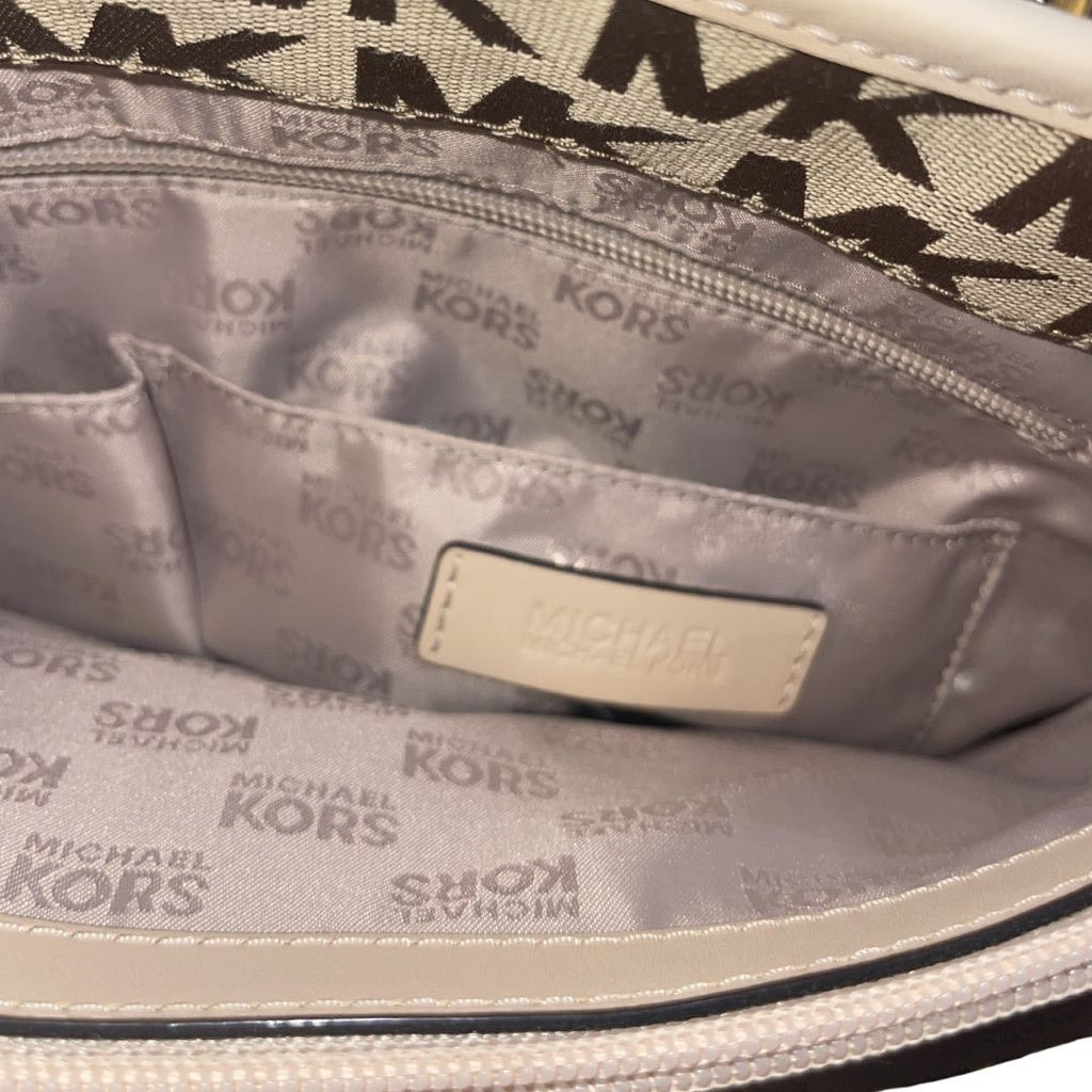 Michael Michael Kors Jet Set Medium Logo Pocket Tote Bag Brown & Tan Handbag