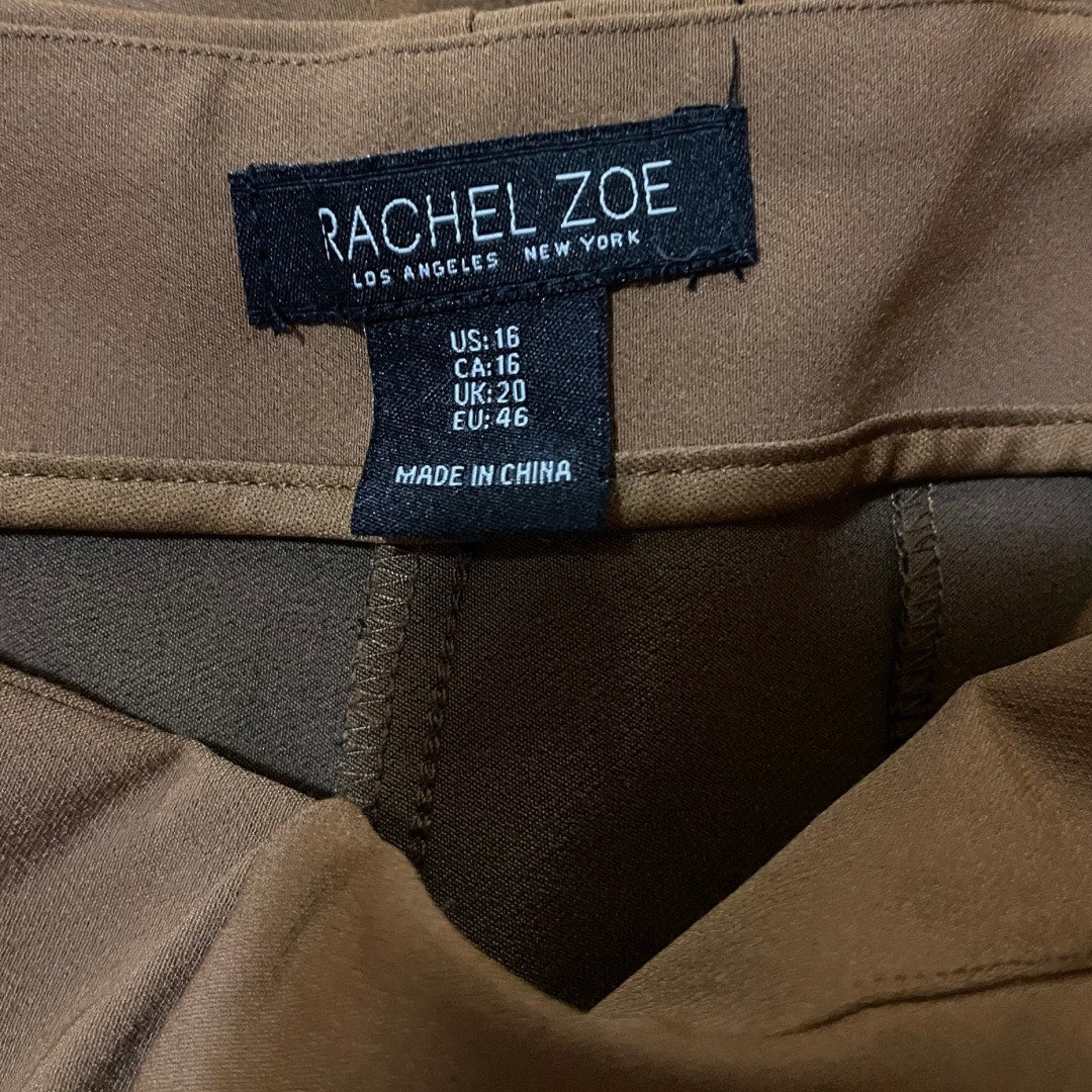 Rachel Zoe Women Pull on Pants Brown Casual Contemporary Plus Size 16