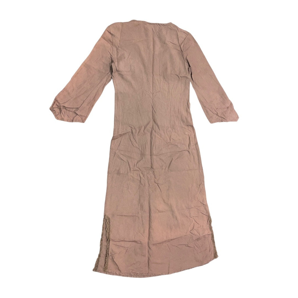 Heidi Klein Designer 100% Linen Brown Maxi Side Slit Dress Size 2