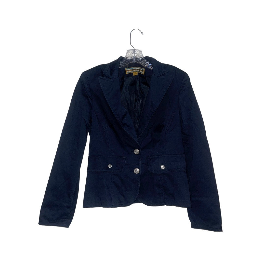 Allen by Allen Schwartz Blue Blazer Jacket SZ 2 Button Pockets Career Office VTG