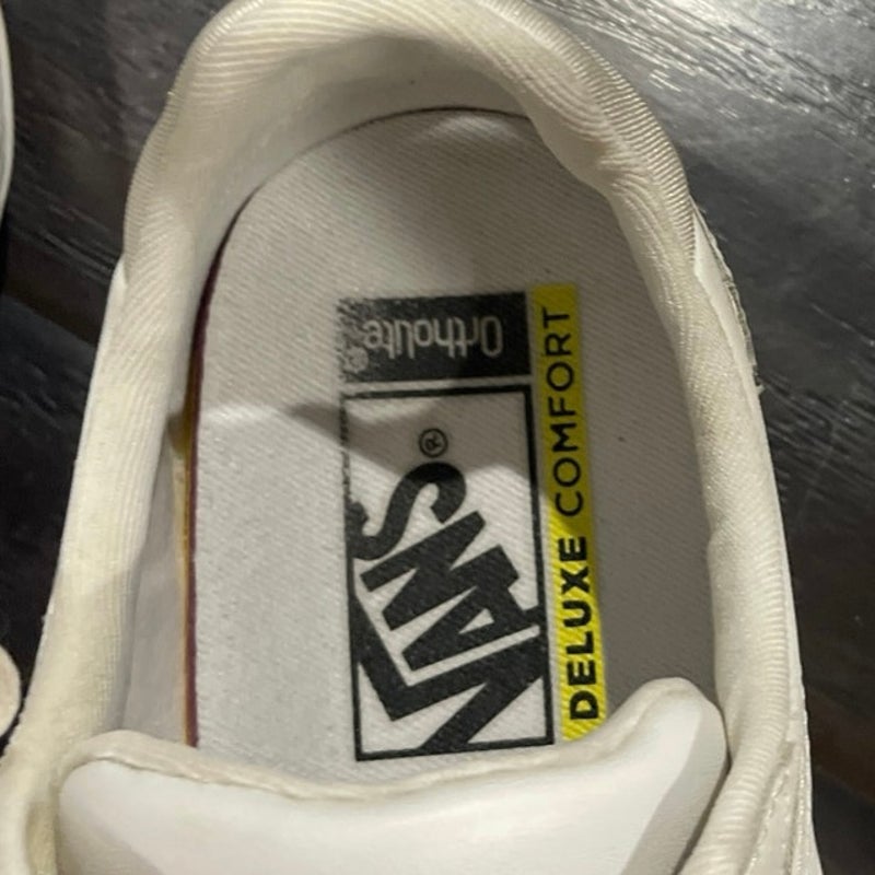 Vans White Comfy Cush Old Skool Leather Low Top Skater Sneakers 8.5 Streetwear