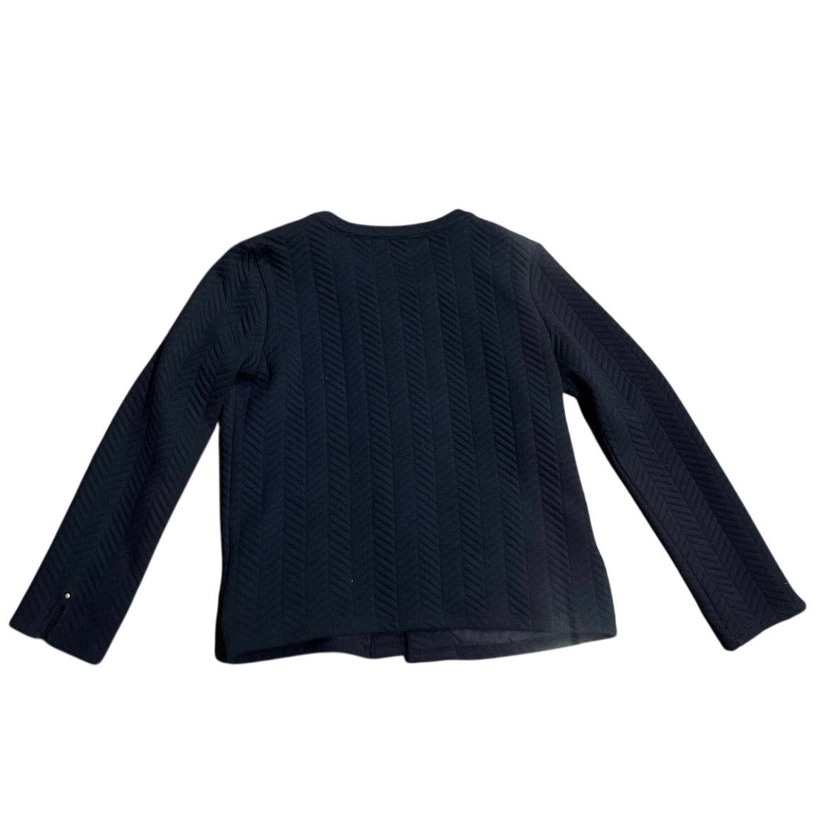 Calvin Klein Textured Open Knit Cardigan Collarless Jacket SZ M Asymmetrical