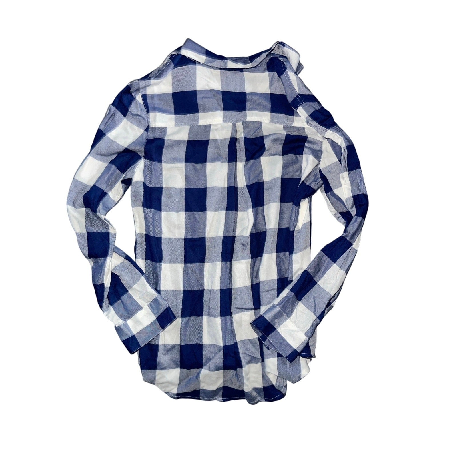 Tinsel Hattie Blue/white plaid flannel long-sleeve collar shirt Size Medium