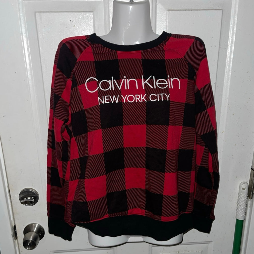 Calvin Klein Buffalo Plaid Sleepwear loungewear sweater Small Christmas Pijamas