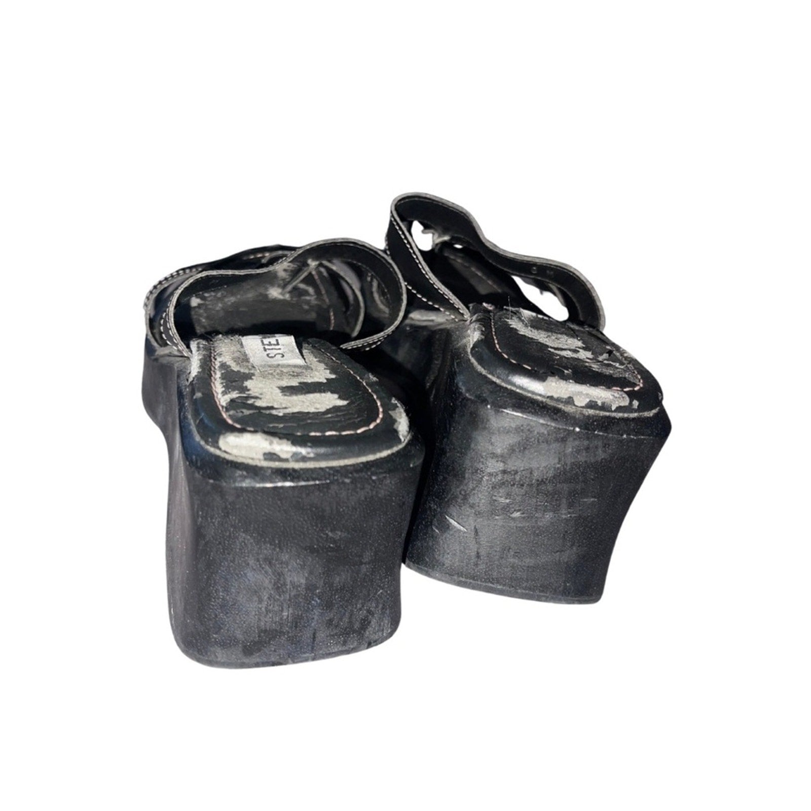 Steve Madden black leather Strappy wedge sandals