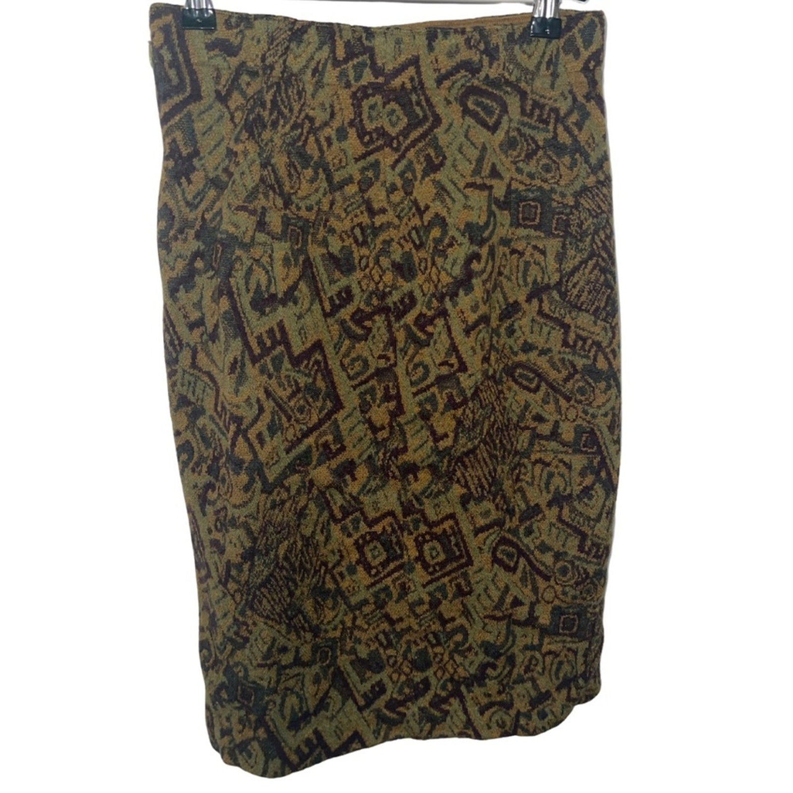 VIntage Cosa-Nostra Olive green geometric design Skirt