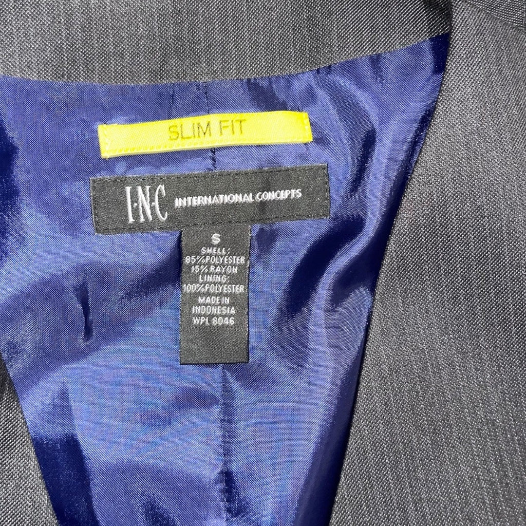 INC International Concepts Vest Men's Slim Fit Black Pinstripe Career wedding