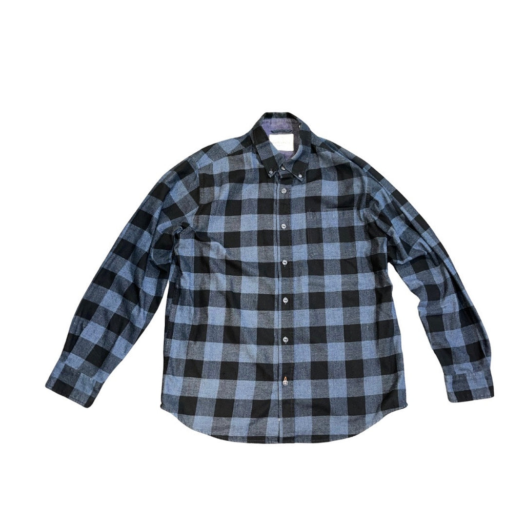 Weatherproof Vintage Mens Long Sleeve Flannel Shirt Blue Plaid Size Large