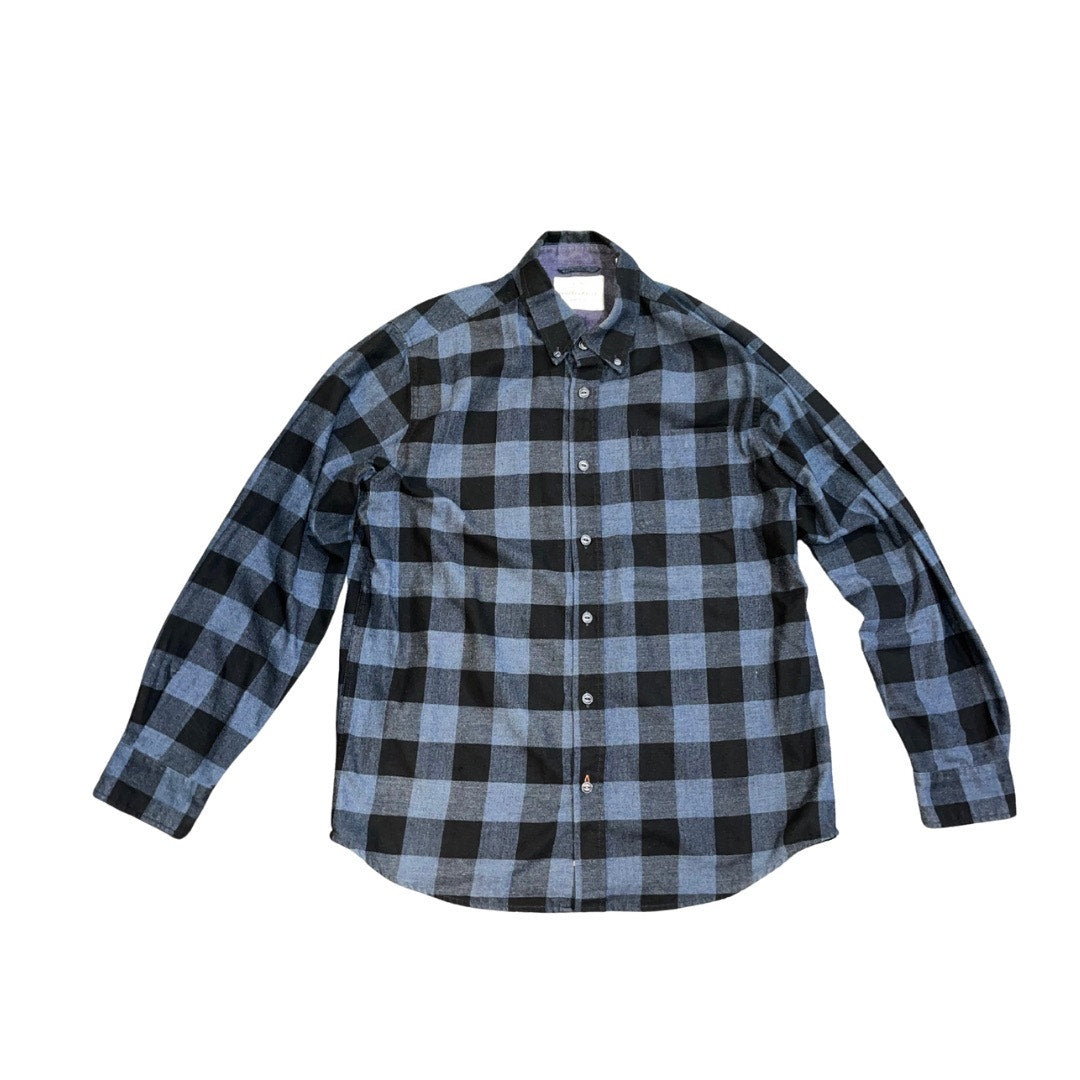 Weatherproof Vintage Mens Long Sleeve Flannel Shirt Blue Plaid Size Large