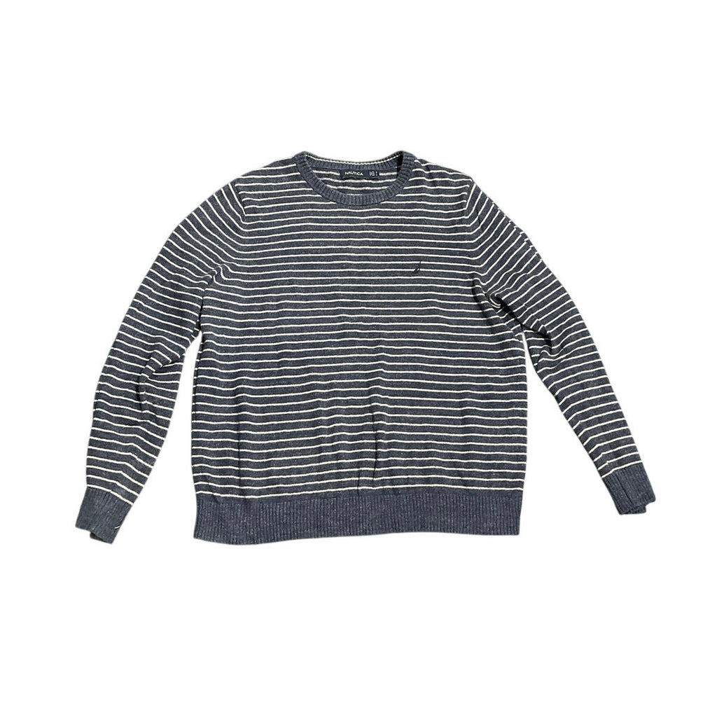 Nautica Striped Crewneck Pullover Sweater Size Medium Nautical Coastal Old Money