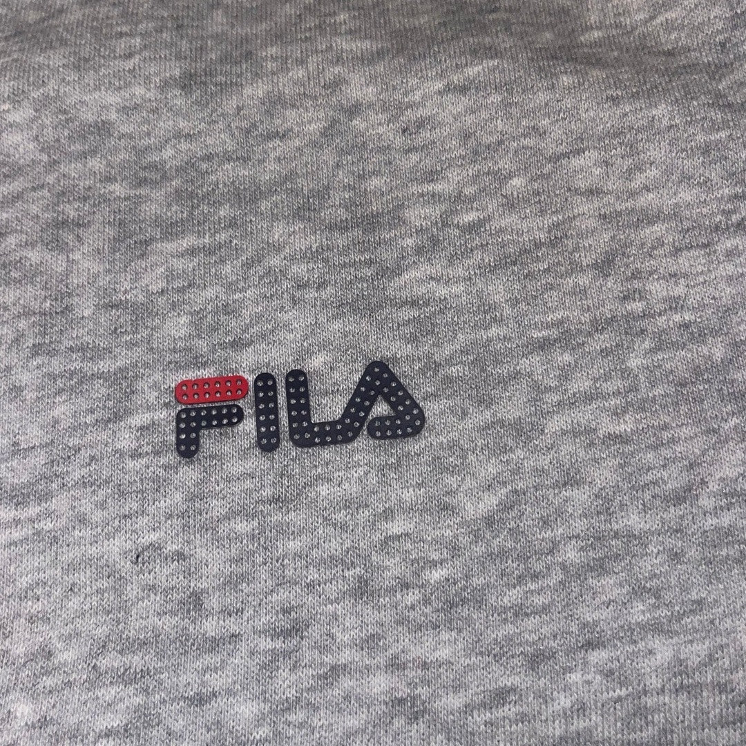Fila Grey Full-Zip Short Sleeve Sweatshirt Jacket Size Medium Athletic wear 90s