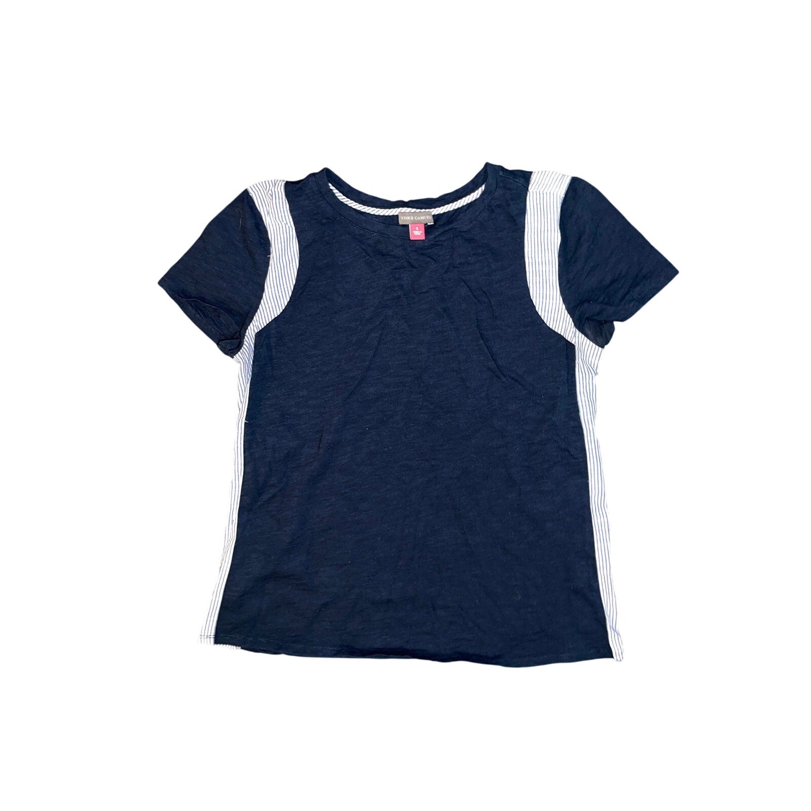Vince Camuto Women's Striped Insert Top Blouse Shirt Size Small Preppy Nautical
