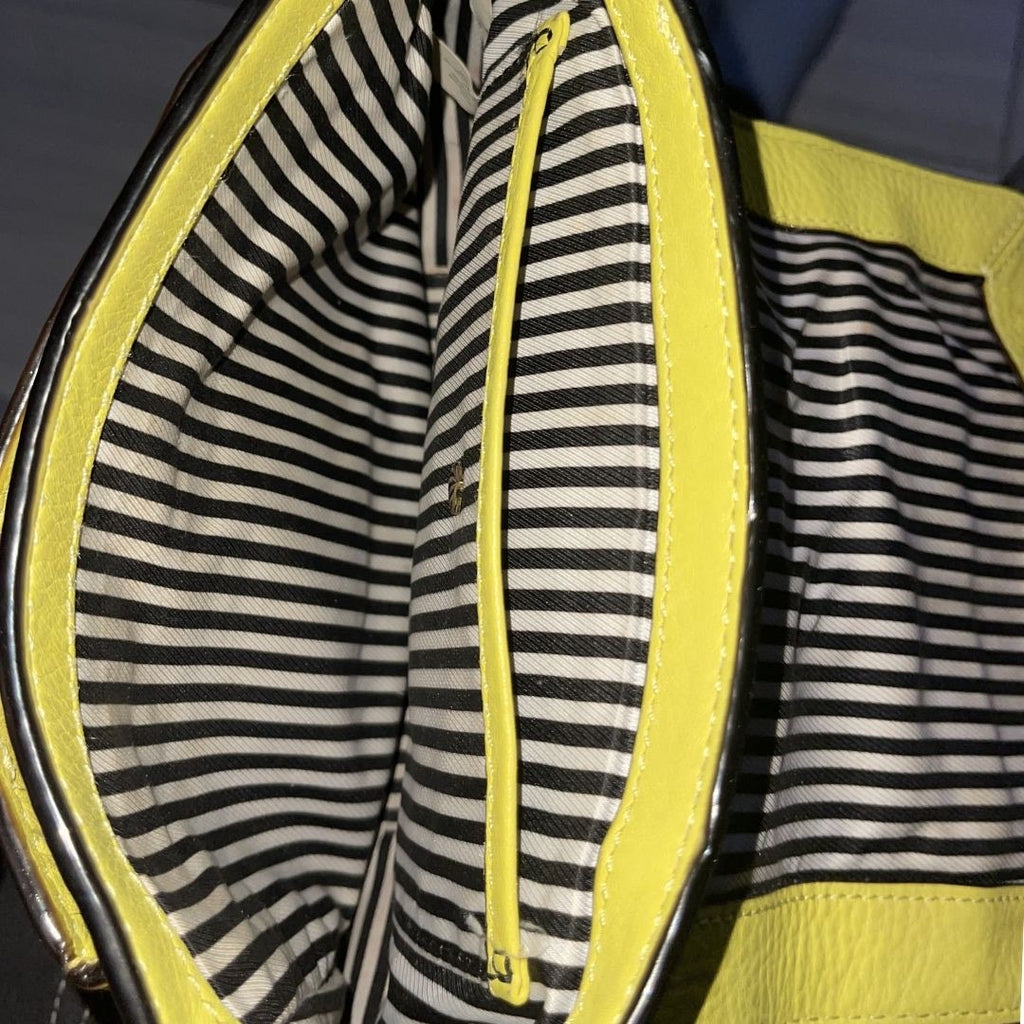 Vintage Kate Spade New York Yellow Pebbled Leather Crossbody Push Lock Purse