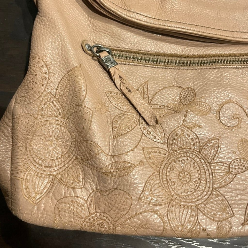 The Sak Leather Shoulder Embossed Floral Mandala Bohemian Artsy Chic