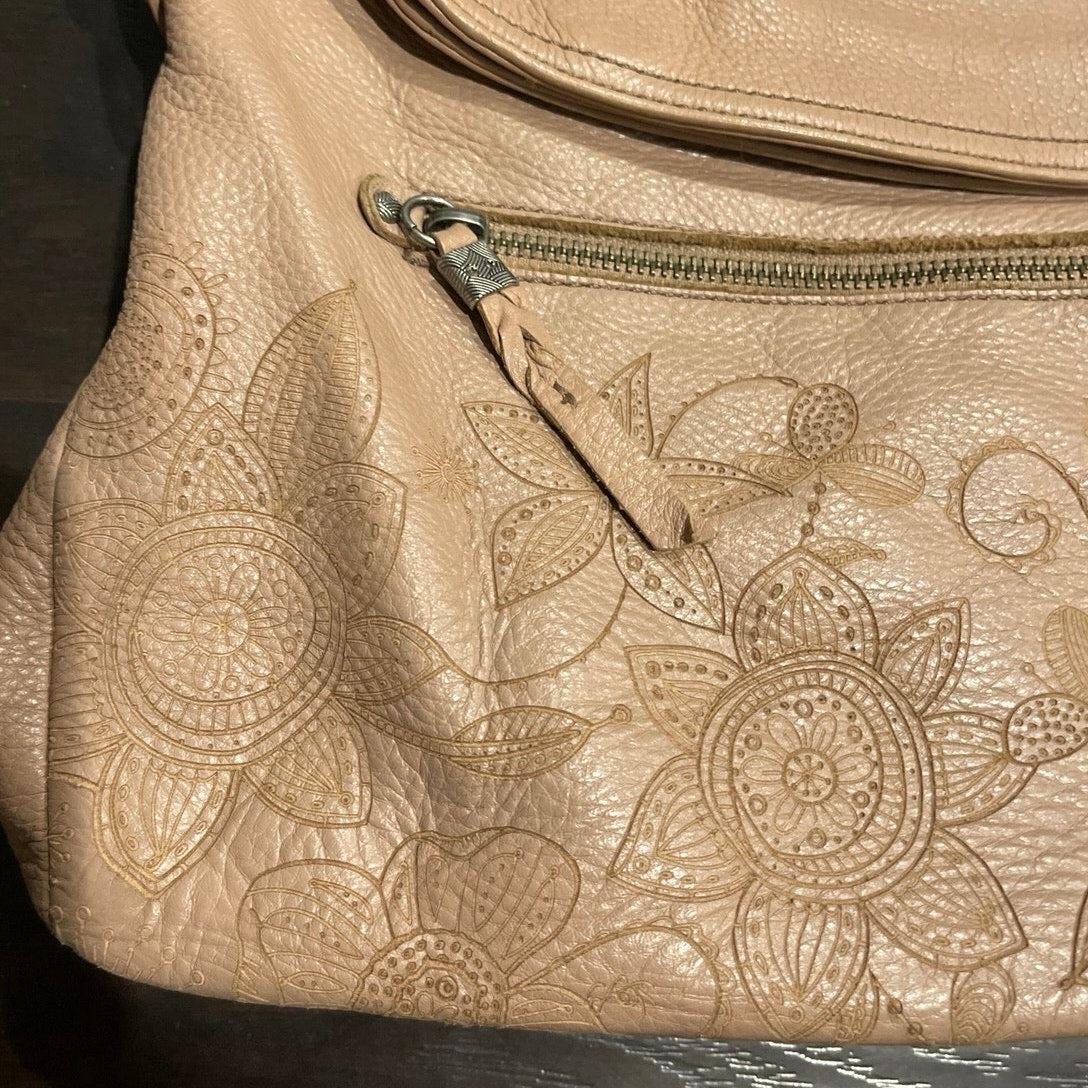 The Sak Leather Shoulder Embossed Floral Mandala Bohemian Artsy Chic