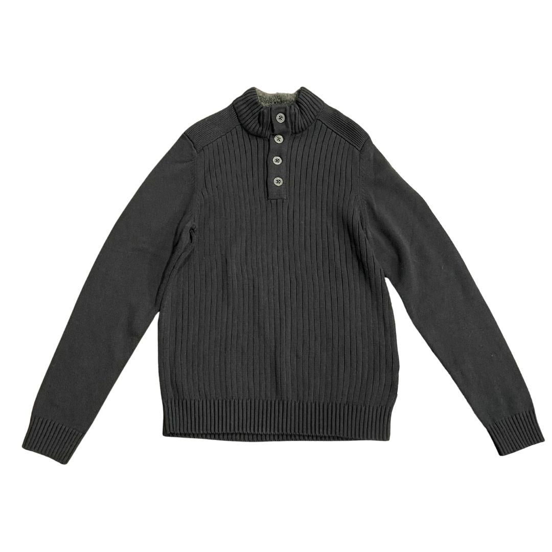 GH Bass & Co Pullover Ribbed Knit Sweater Sherpa Lined Mock Neck Size Large