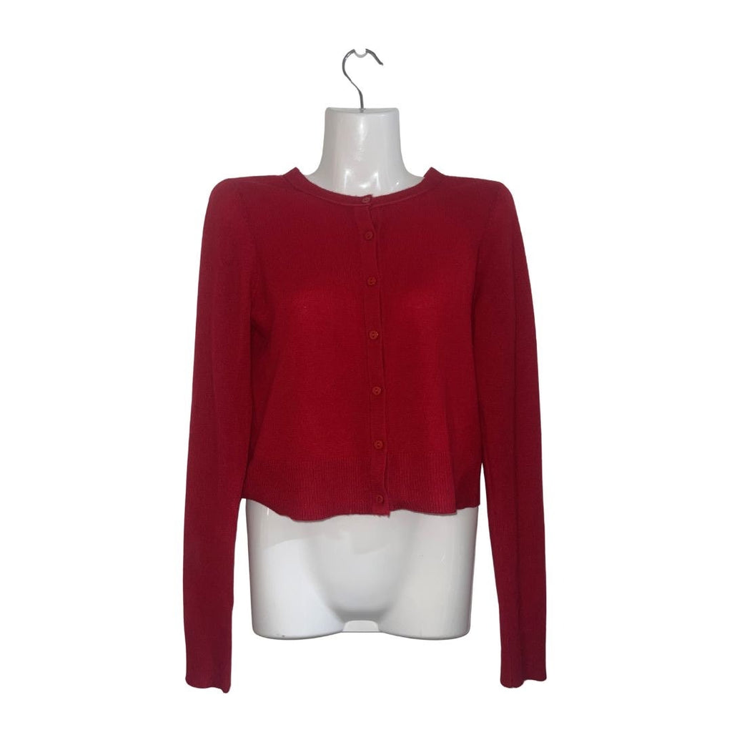 Joe's Jeans the Dani Cashmere Button Crop Cardigan Holiday Red Size Small Preppy