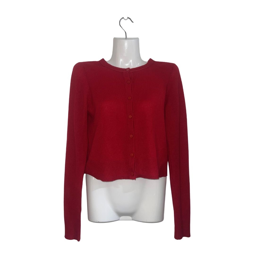 Joe's Jeans the Dani Cashmere Button Crop Cardigan Holiday Red Size Small Preppy
