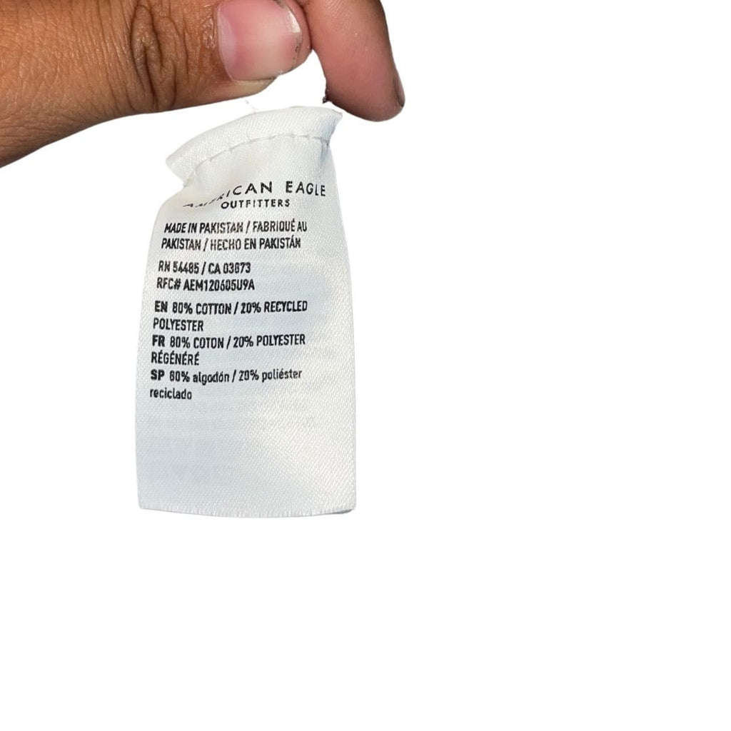 AE American Eagle Relaxed Fit Heavyweight Logo Hoodie Gray Size Large Casual