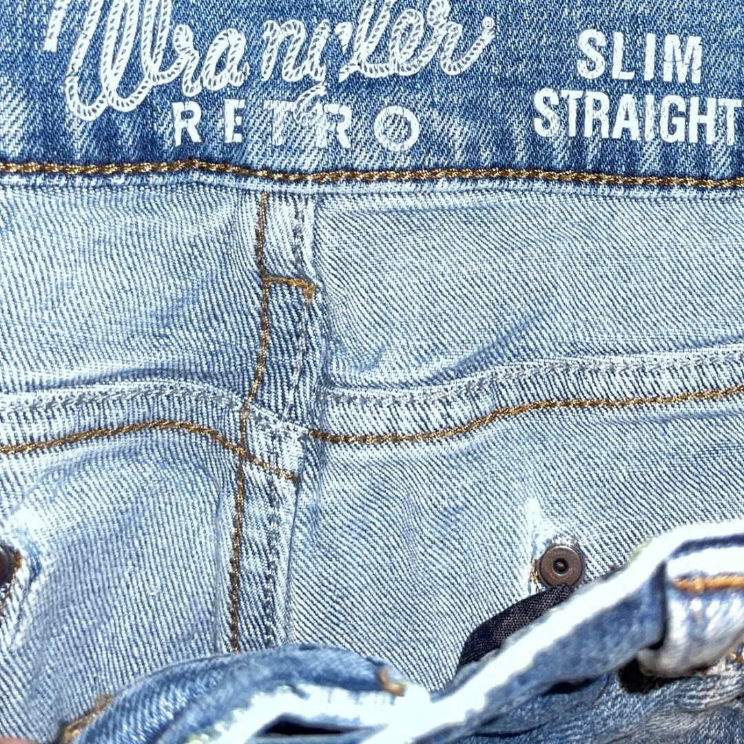Wrangler Retro Slim Straight Men Denim Jean  Cowboy Western Rodeo 36x30