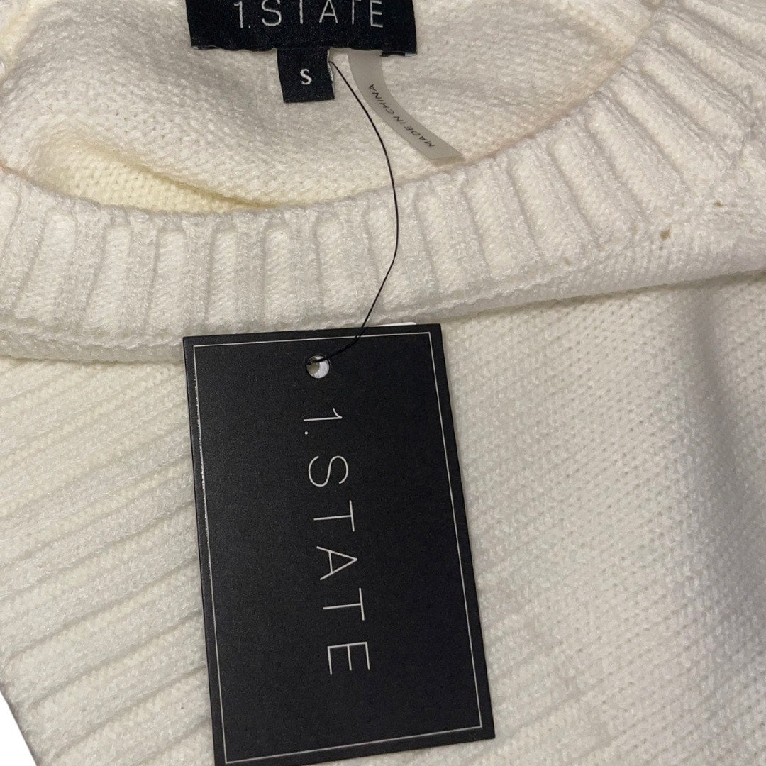 1.State Floral Embroidered Bubble Sleeve Crewneck Sweater Small Boho Chic NWT