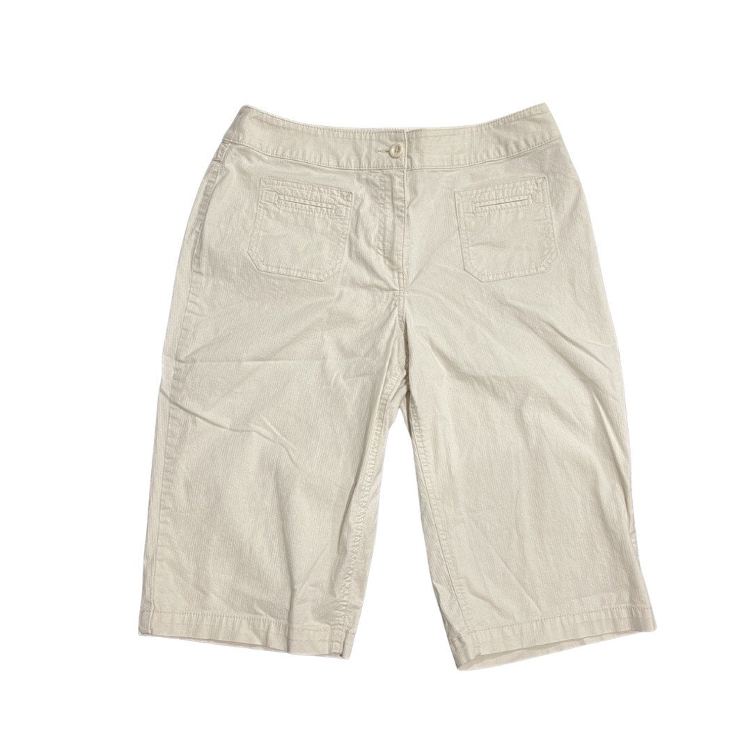 Chico's Womens Long Ripstop Slim Bermuda Shorts Size 1.5 Flat Front Pockets