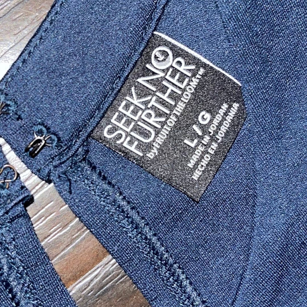Seek no Further By Fruit of the Loom Shirt Navy Dress Large NWT Casual Comfort