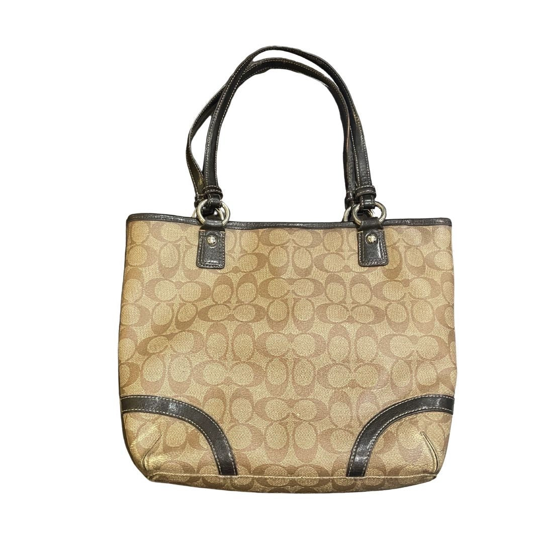 Coach Signature Canvas Peyton Tote Shoulder Bag Purse Leather Trim F18917 Y2K