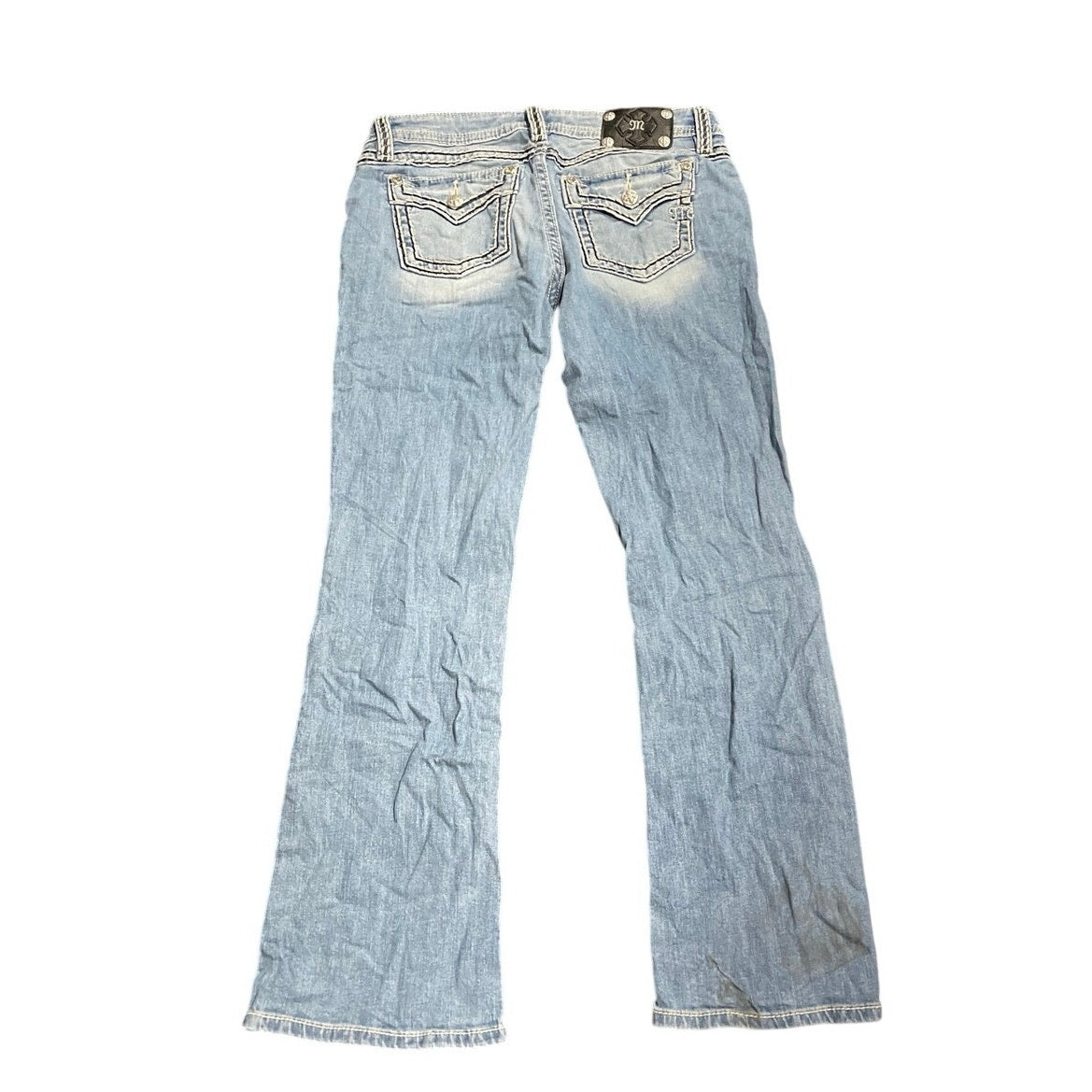 Miss Me Low Rise Jeans Studded Pockets Boot Cut Denim Pants Size 30 Y2K Western