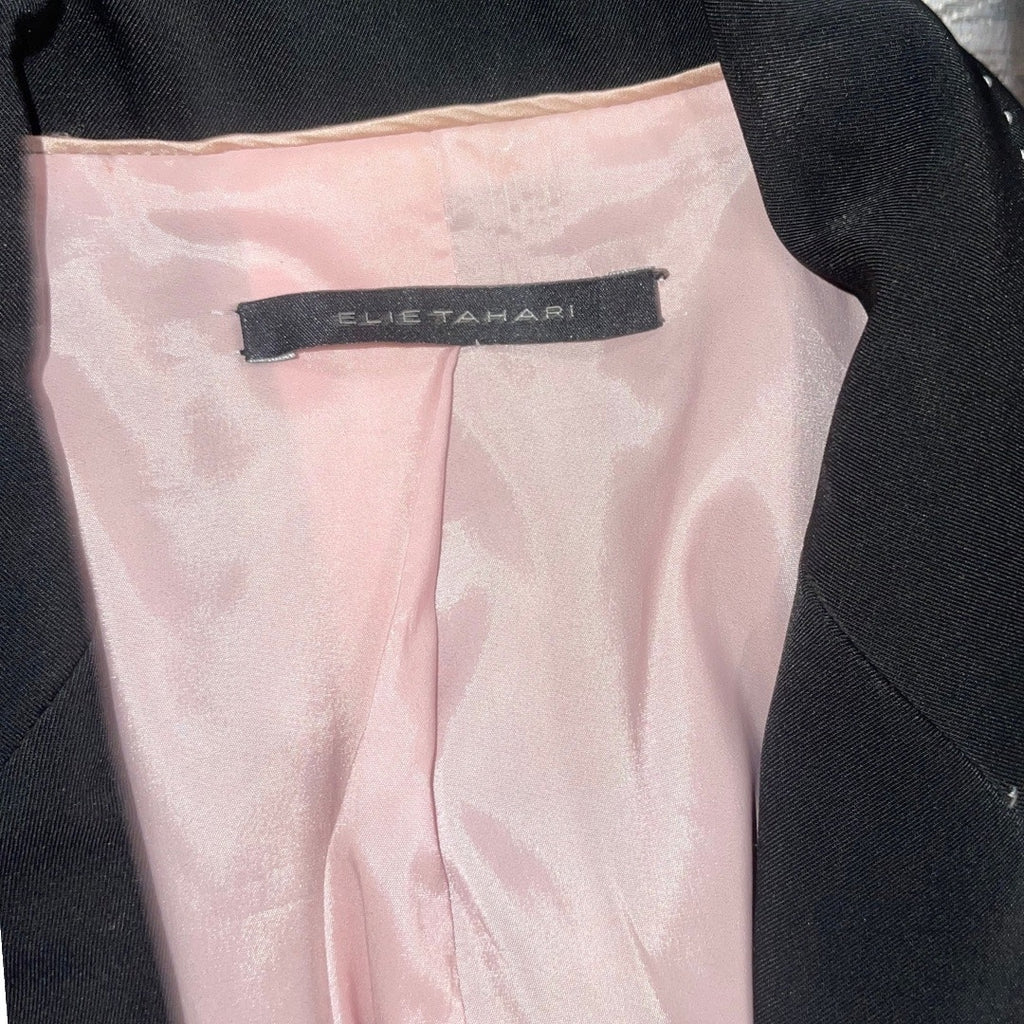 Elie Tahari Single Button Fitted Blazer Chic Career Office Professional Business