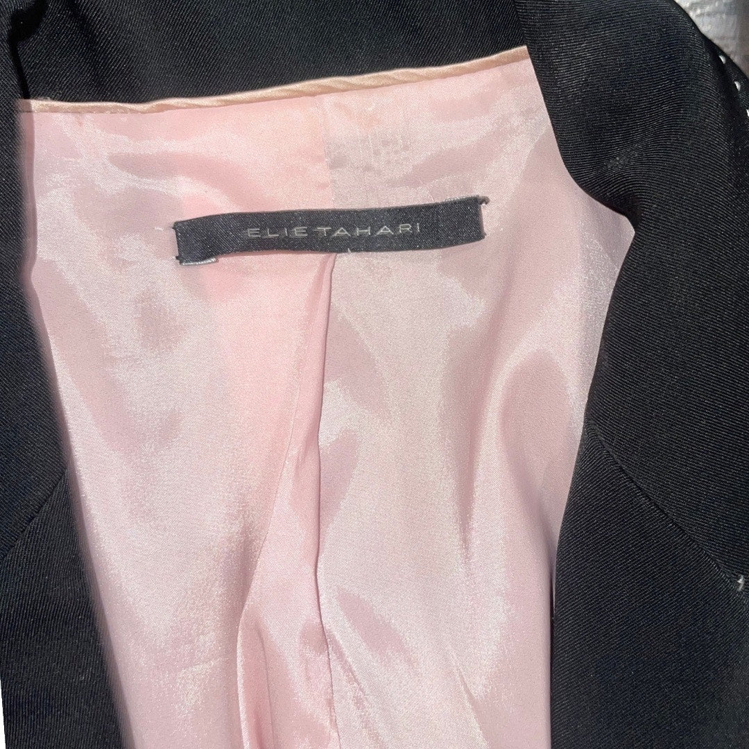 Elie Tahari Single Button Fitted Blazer Chic Career Office Professional Business