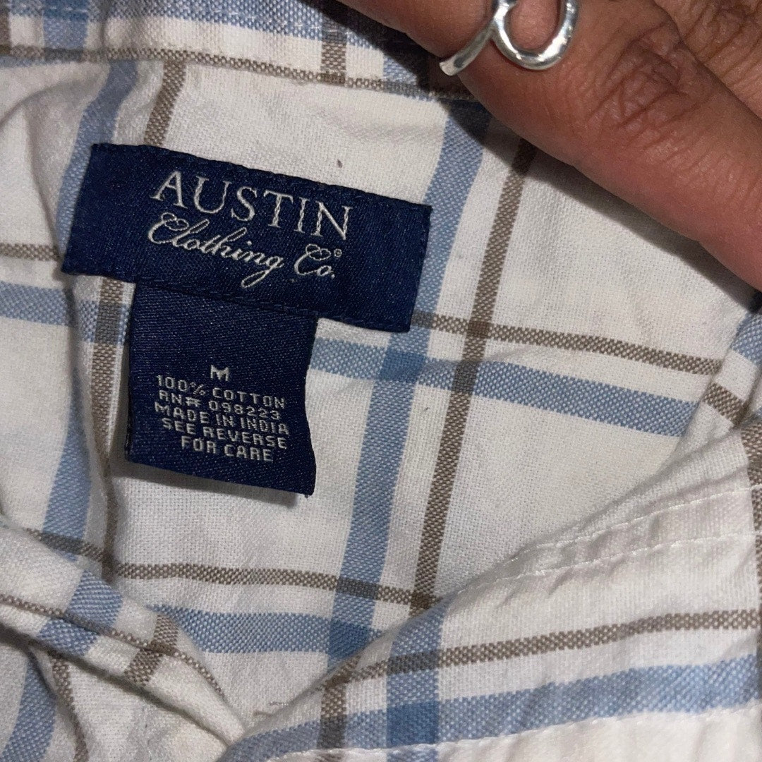 Austin Clothing Company Mens Long Sleeve Plaid Shirt 100% Cotton Size Medium