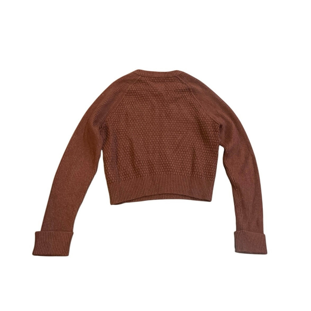 Club Monaco Cropped Knit Ribbed Sweater SZ M Cuffed Sleeve Streetwear Casual