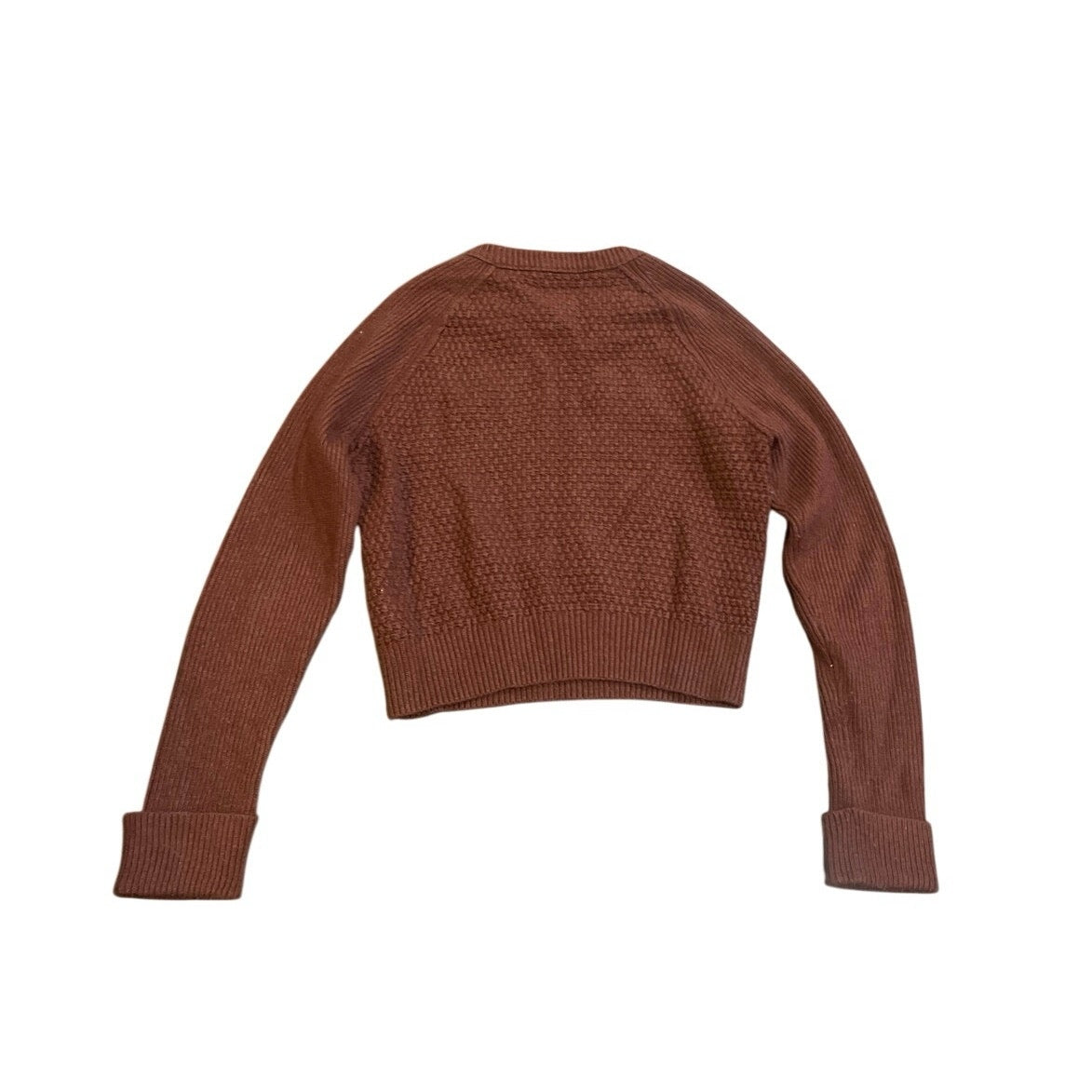 Club Monaco Cropped Knit Ribbed Sweater SZ M Cuffed Sleeve Streetwear Casual