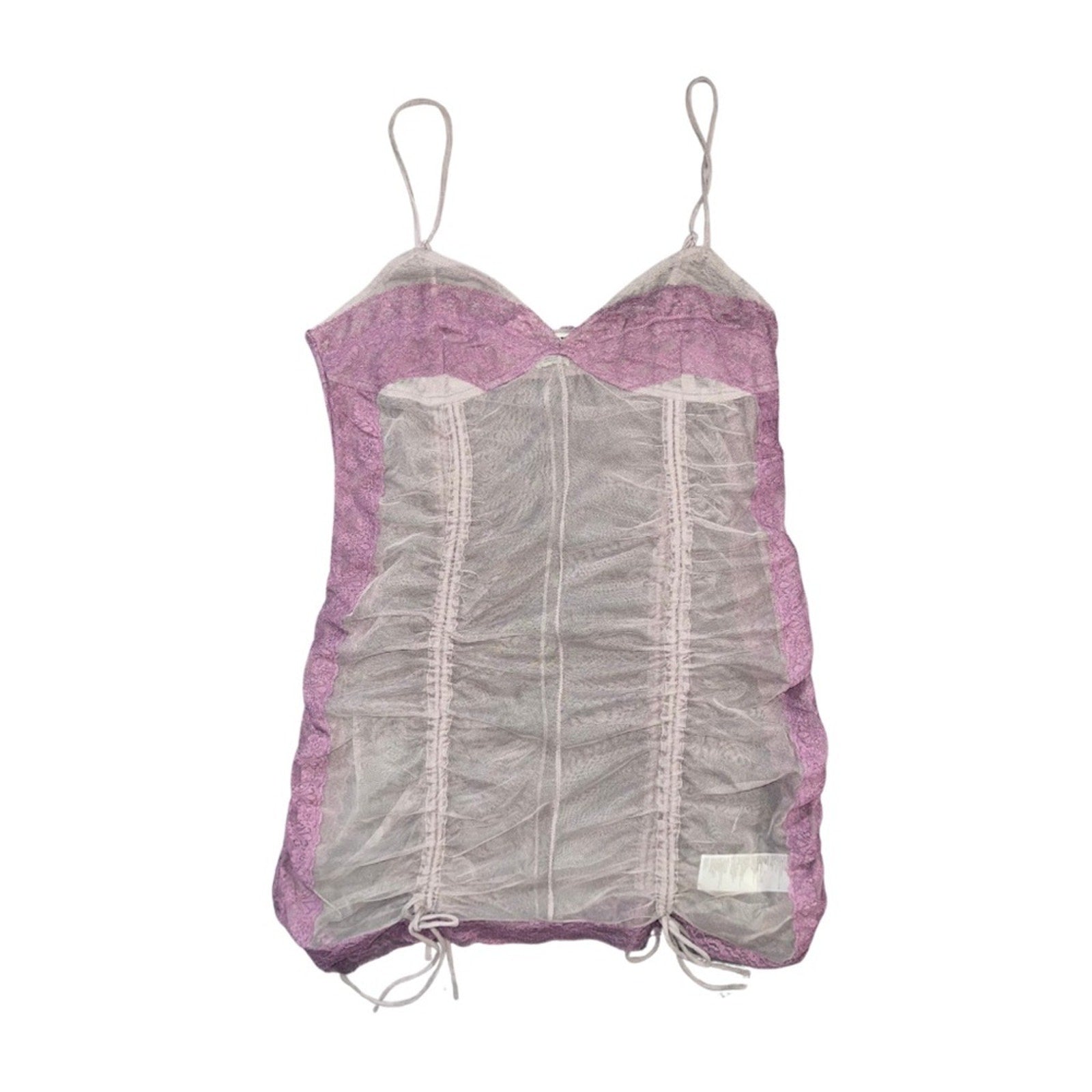 Urban Outfitter Marina Sheer ruched Midi dress Tunic Size Medium Lavender