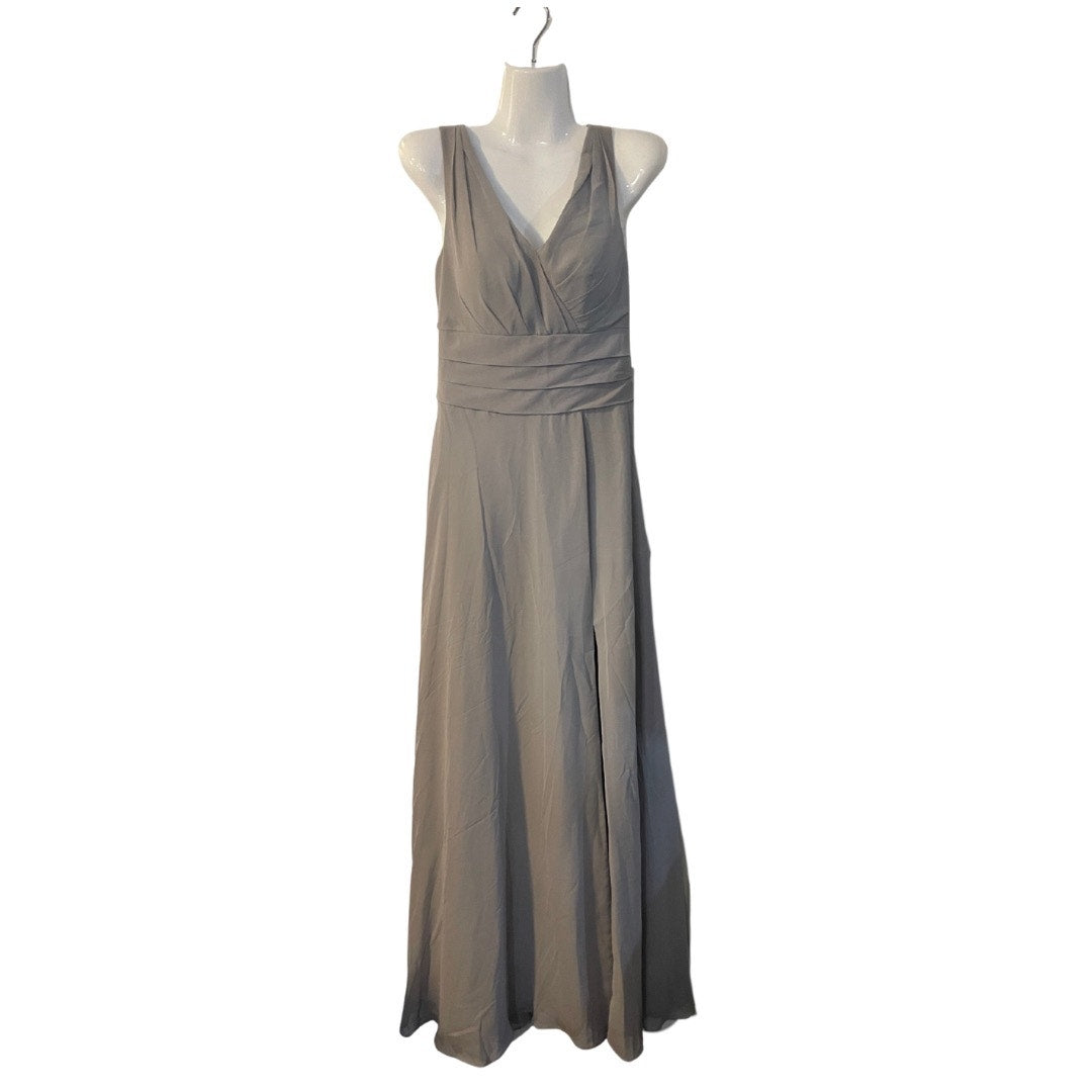 AZAZIE Chiffon Steel Gray Bridesmaid Dress SZ 4 Ruching Formal Elegant Wedding